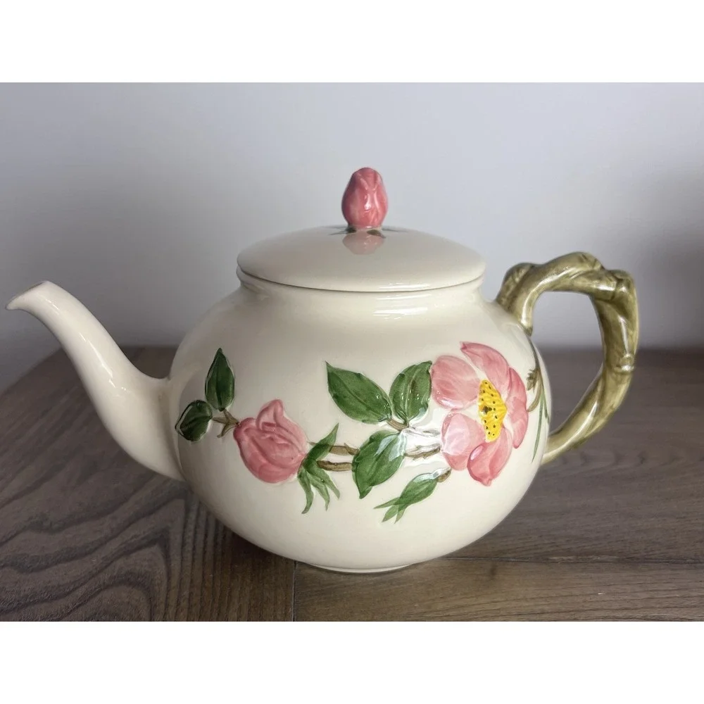 VTG 1940-47 Franciscan Desert Rose Teapot with Lid California USA Signed 4 Cup